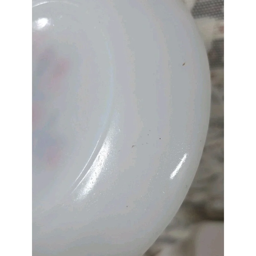 Vintage Fire King Milk Glass Plate Primrose Red Pink Flower Replacement Piece